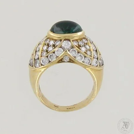 Timanttisormus smaragdilla 24xn.0.03ct 4xn.0.04ct 30xn.0.07ct 4xn.0.13ct, koko 17½, 750br, paino 14,7g