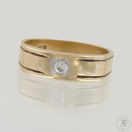 Timanttisormus 1xn0.09ct, koko 15½, 585, paino 3,6g