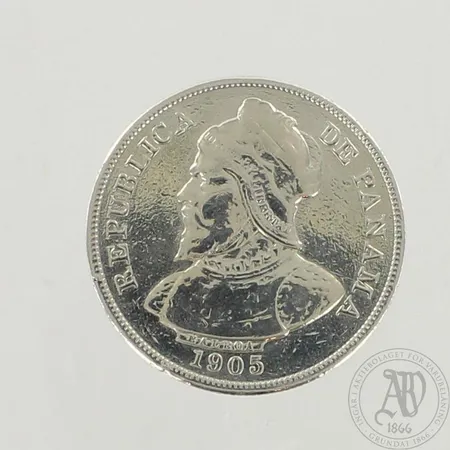 Hopearaha, 1905 Panama Silver 50 Centésimos Balboa, 900, paino 24,8g