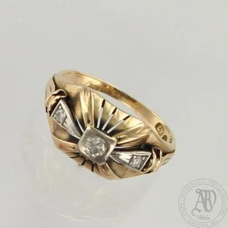Timanttisormus 1xn.0.11ct 2xn.0.03ct, koko 17½, 585, paino 3,8g