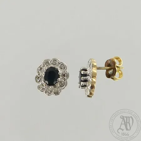Kivikorvakorut timanteilla 20xn.0.005ct, korkeus 10mm, toinen tausta puuttuu, 585br, paino 2,0g 