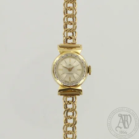 Kultarannekello Tissot, kaiverrettu, taulun Ø 17, manuaali, rannekeen pituus 170-180mm, 585br, paino 17,6g 