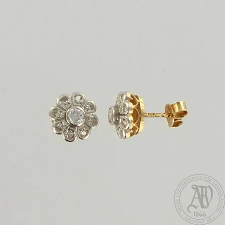 Timanttikorvakorut 2xn0.10ct ja 16xn.0.005ct, Ø 9mm, 750 kelta- ja valkokulta, paino 3,4g 