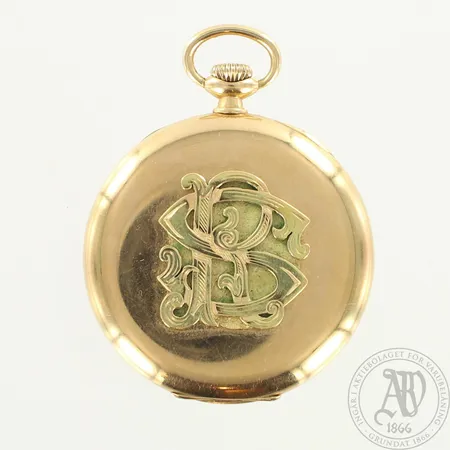 Kultataskukello R & G. Elfström, kaiverrettu, Chronometre välikuori kultaa, Ø50mm, 585br, paino 68,4g 