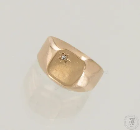 Kantasormus timantilla 1xn.0.005ct, käytön jälkiä, koko 15, 585, paino 1,9g