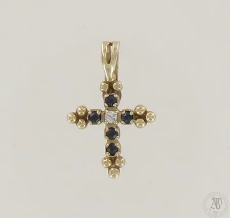Sinisafiiriristi timantilla 1xn.0.01ct, korkeus 19mm, 417, paino 0,8g