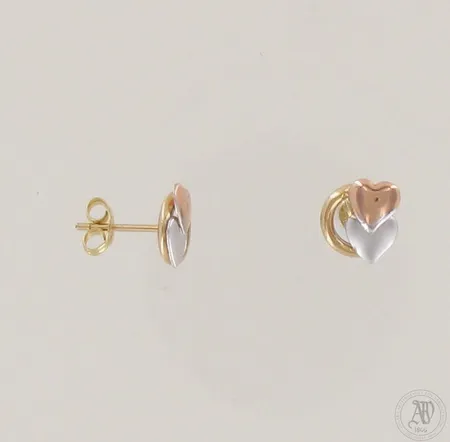 Korvakorut, korkeus 8,5mm, 585 kelta- ja valkokulta, paino 0,9g
