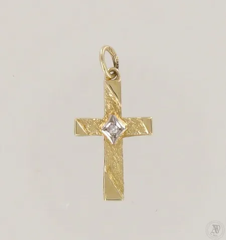 Timanttiristiriipus 1xn.0.01ct, korkeus 24mm, 585 kelta- ja valkokulta, paino 0,8g