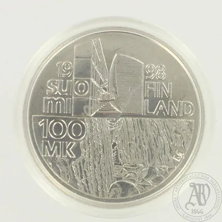 Juhlaraha, 100 Markkaa, 1998, Alvar Aalto, 925br, paino 25,9g 