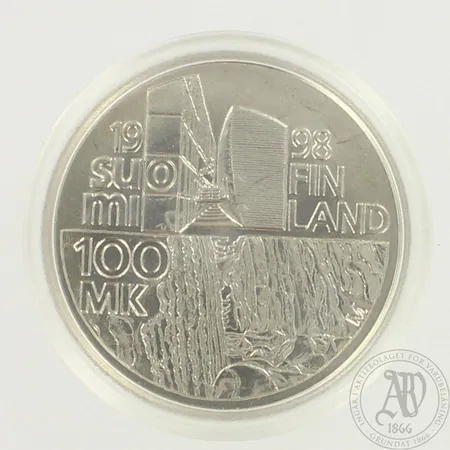 Juhlaraha, 100 Markkaa, 1998, Alvar Aalto, 925br, paino 26,3g 