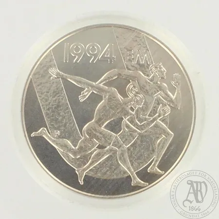 Juhlaraha, Yleisurheilun EM-kisat 1994, nimellisarvo 100 Markkaa, 925br, paino 27,9g 