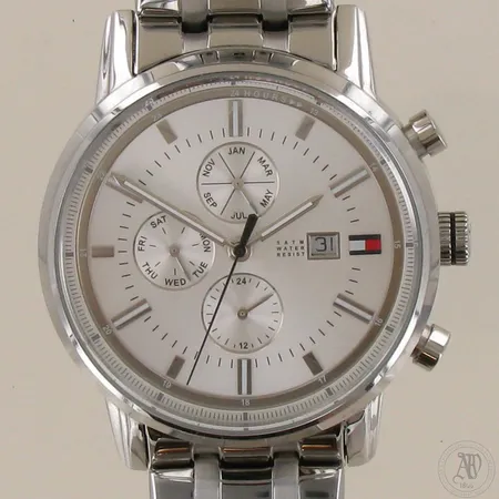 Teräsrannekello Tommy Hilfiger Chronograph, quartz, paristo loppunut, ref: TH.191.1.14.2014, rannekkeen pituus 185mm