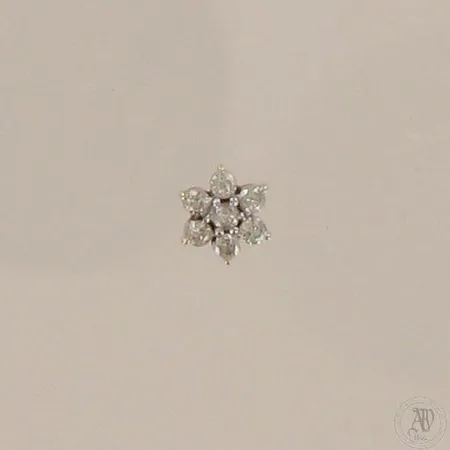 Timanttikorvakoru 7xn.0.03ct, tausta puuttuu, Ø 7mm, 585 kelta- ja valkokulta, paino 0,9g