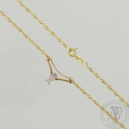 Kivikaulakoru timantilla 1xn.0.01ct, ketjun pituus 44cm, riipuksen leveys 20mm, 585br, paino 3,4g