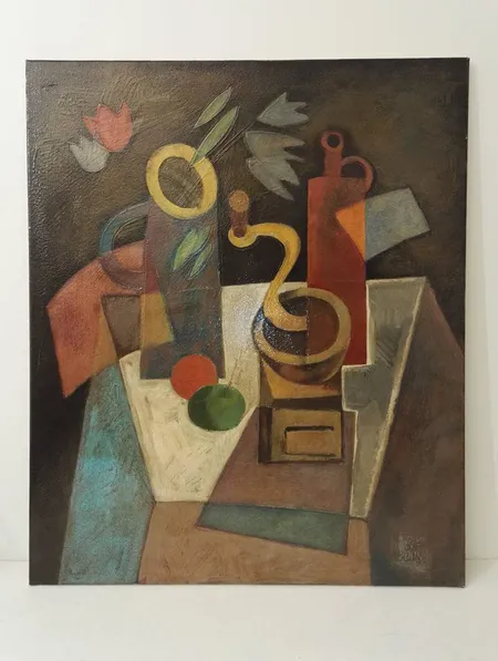 Akryylimaalaus, signeeraus Mikhail Siimes 2008, koko 76x90cm. Ota yhteys panttilainaamoon kuljetusmaksusta sopimiseksi.