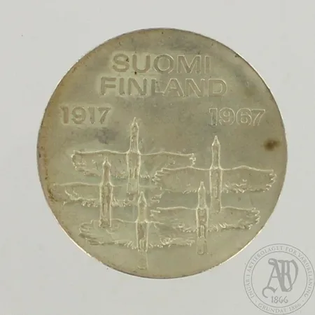 Juhlaraha Itsenäinen Suomi 50 vuotta 1967, nimellisarvo 10 markkaa, 900, paino 24,1g 
