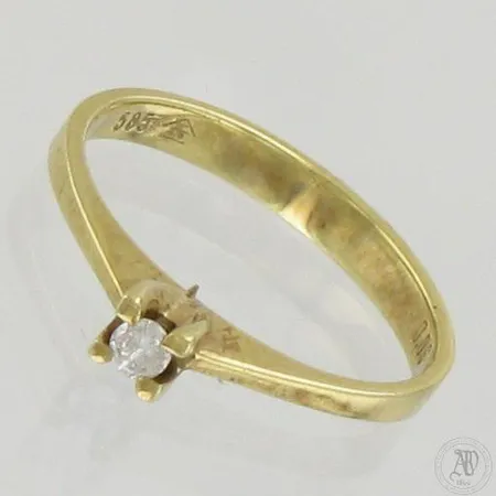 Timanttisormus 1xn.0.06ct, timantti viallinen, koko 16, 585, paino 1,8g