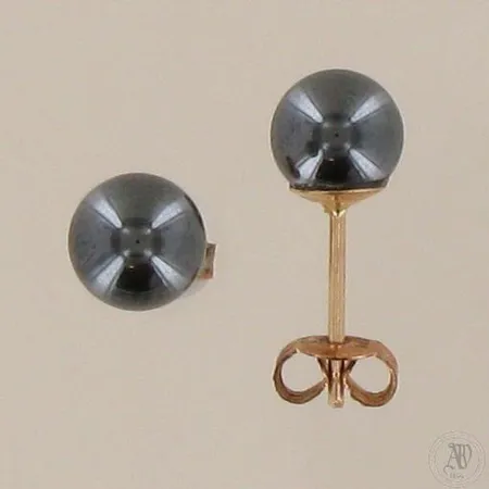 Hematiittikorvakorut, korkeus 6mm, 585br, paino 1,7g