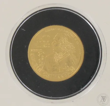 Kultaraha Itävalta, Gerard Van Swieten 1700-1772, 50 euroa, 986, paino 10,1g 