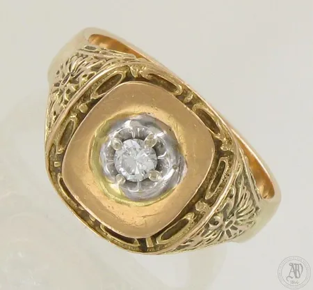 Timanttisormus 1xn.0.17ct (timantti viallinen), koko 20¾, 585 kelta- ja valkokulta, paino 12,2g