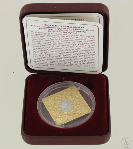 Kultaraha Slovenia 1993-2003, 10 000Sk, 10 Rokov Slovenskej Republiky, 900, paino 18,8g