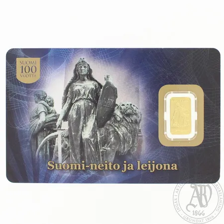 Kultaharkko Suomi-neito ja leijona, Shöne edelmetaal b.v, 999, paino 1,0g