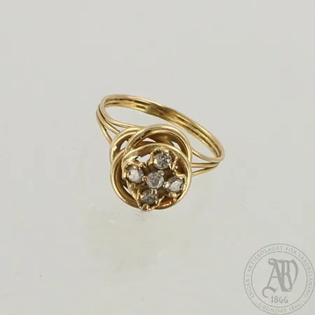 Timanttisormus 5xn.0.04-0.06ct, koko 16¾, 585, paino 3,4g