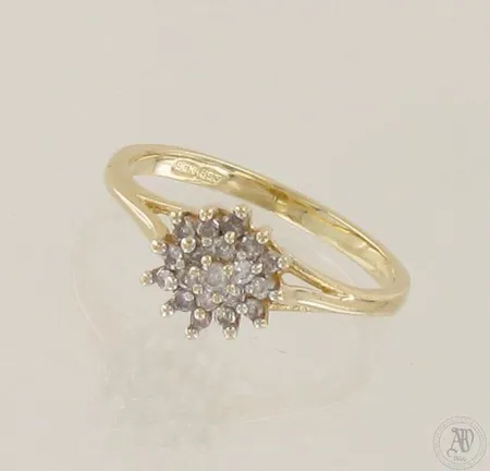 Timanttisormus 1xn.0.02ct 18xn.0.01ct, koko 17, 585, paino 2,2g