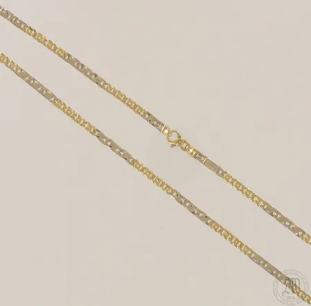 Kaulaketju, pituus 49,5cm, 750 kelta- ja valkokulta, paino 16,2g