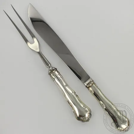 Paistiveitsi ja haarukka, Chippendale, pituus 280mm ja 240mm, 830br, paino 178,8g