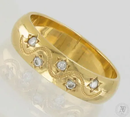 Timanttisormus 5xn.0.03ct, koko 17½, 750, paino 5,3g