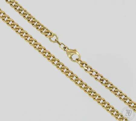 Panssarikaulaketju, pituus 52cm, lenkin leveys 4mm, pientä vääntymää, 585, paino 12,9g