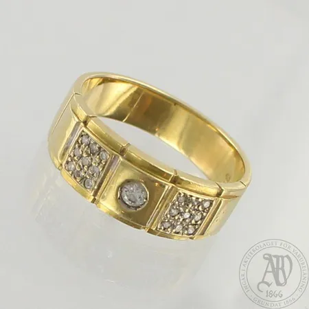Timanttisormus 1xn.0.12ct ja 18xn.0.01ct, koko 21, 750, paino 9,3g 