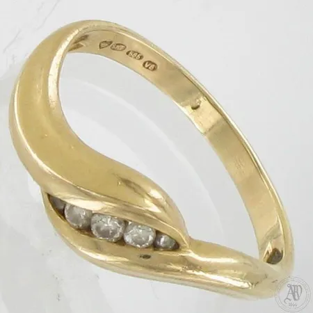 Timanttisormus 2xn.0.005ct 2xn.0.02ct 1xn.0.03ct, koko 16¾, 585, paino 2,2g