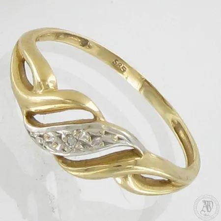 Timanttisormus 1xn.0.005ct, koko 14½, 585, paino 0,9g