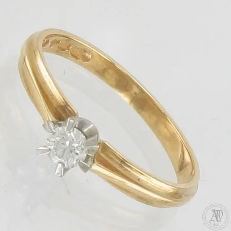 Timanttisormus 1xn.0.15ct, koko 16½, 585, paino 2,0g