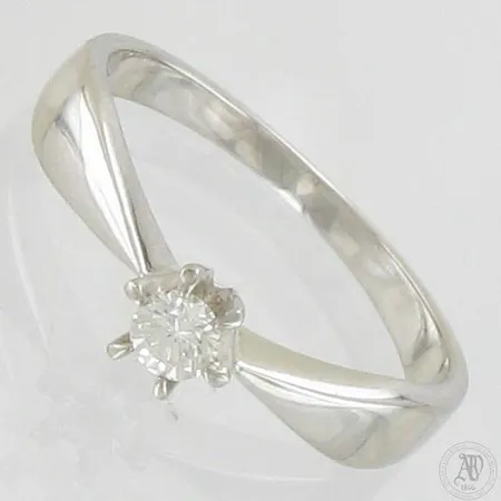 Timanttisormus 1xn.0.15ct, koko 17½, 585 valkokulta, paino 3,2g