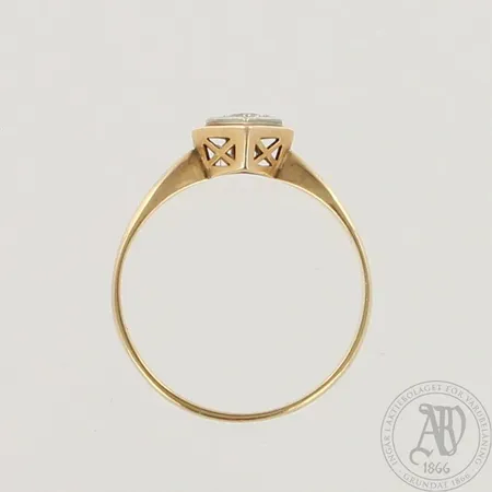 Timanttisormus 1xn.0.12ct, koko 17¾, 585 kelta- ja valkokulta, paino 2,2g 