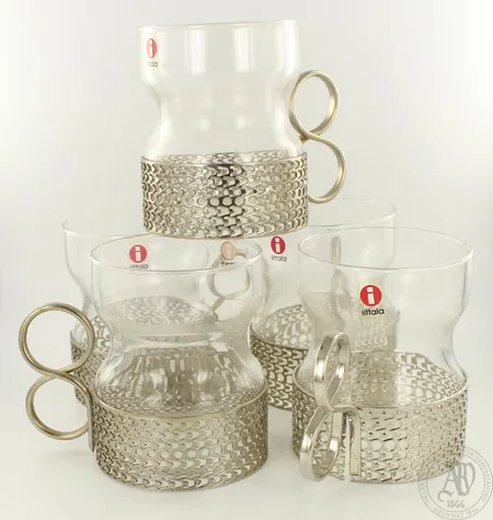 Viisi glögilasia Iittala, Tsaikka,  disign Timo Sarpaneva, korkeus 82mm, 