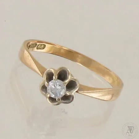 Timanttisormus 1xn.0.13ct, koko 17, 585, paino 1,9g