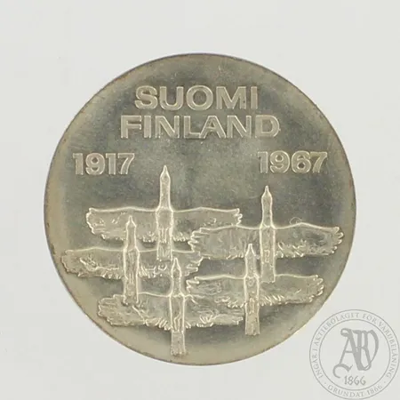 Juhlaraha Suomi Finland 1917-1967, nimellisarvo 10mk, 900, paino 24,1g 