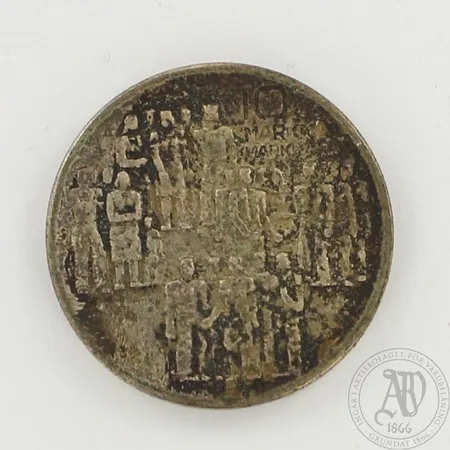 Juhlaraha, Itsenäinen Suomi 60 vuotta, nimellisarvo 10mk, 1917-1977, 500, paino 22,0g 