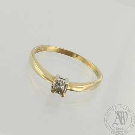 Timanttisormus 1xn0.25ct princess, koko 19½, 375, paino 2,0g 