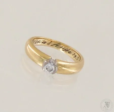 Timanttisormus 1xn.0.17ct, kaiverrettu, koko 16, 7, paino 4,8g