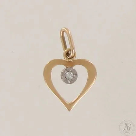 Timanttiriipus 1xn.0.005ct, korkeus 15mm, 585 kelta- ja valkokulta, paino 0,4g