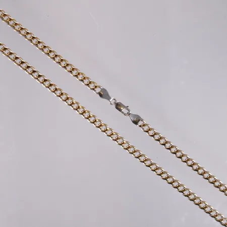 Panssarikaulaketju, ontto, pituus 45,5cm, 585 kelta- ja valkokulta, paino 11,3g