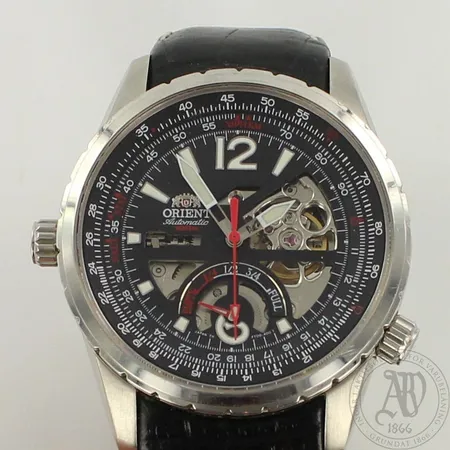Teräsrannekello Orient, Rally FT00008B, skeleton, automaatti, taulun Ø44mm, nahkaranneke