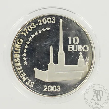 Juhlaraha, Mannerheim ja Pietari, nimellisarvo 10euroa, 925br, paino 31,1g 