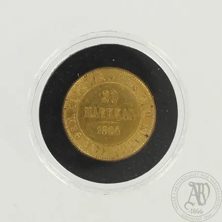 Kultaraha, Suomi - 1904, nimellisarvo 20 Markkaa, 900, paino 6,4g