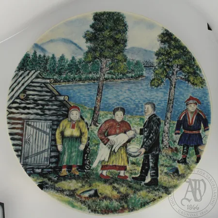 Seinälautanen, Arabia, A. Alariesto, Ø 300mm, 1984 Lähetetään postipakettina.